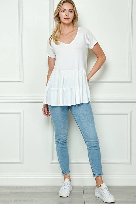 Double Ruffles Babydoll Tunic Top