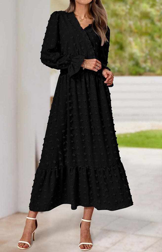 Swiss Dot A-Line Maxi Dress