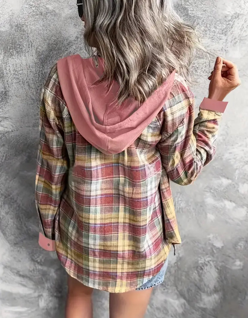 Pink Plaid Lightweight Hoodie