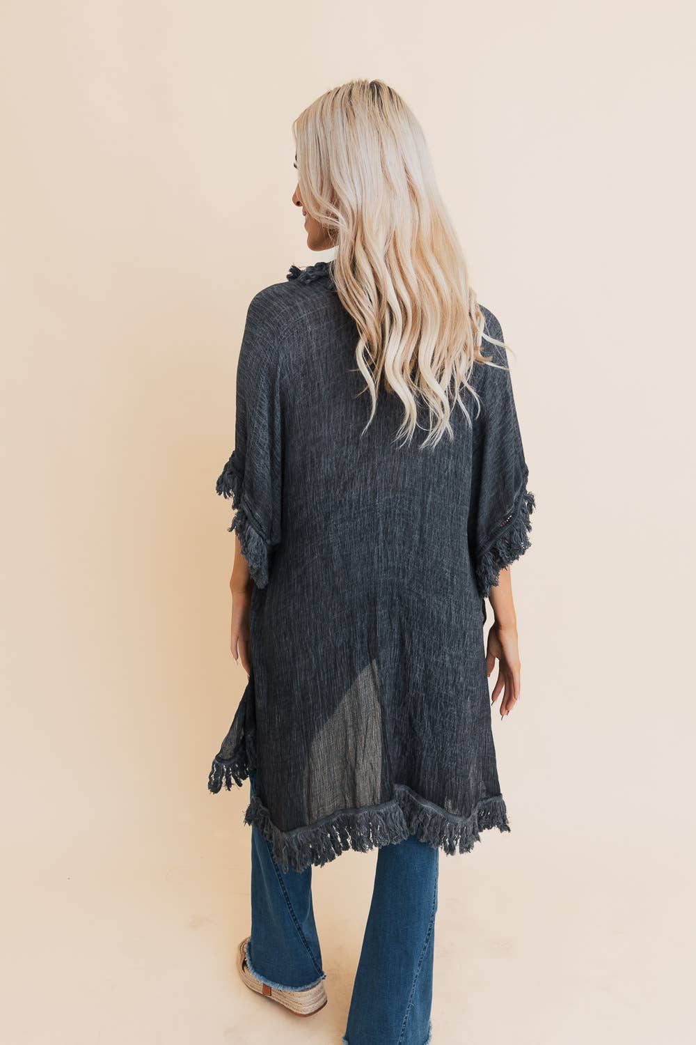 Sun-bleached Fringe Ruffle Kimono☀️