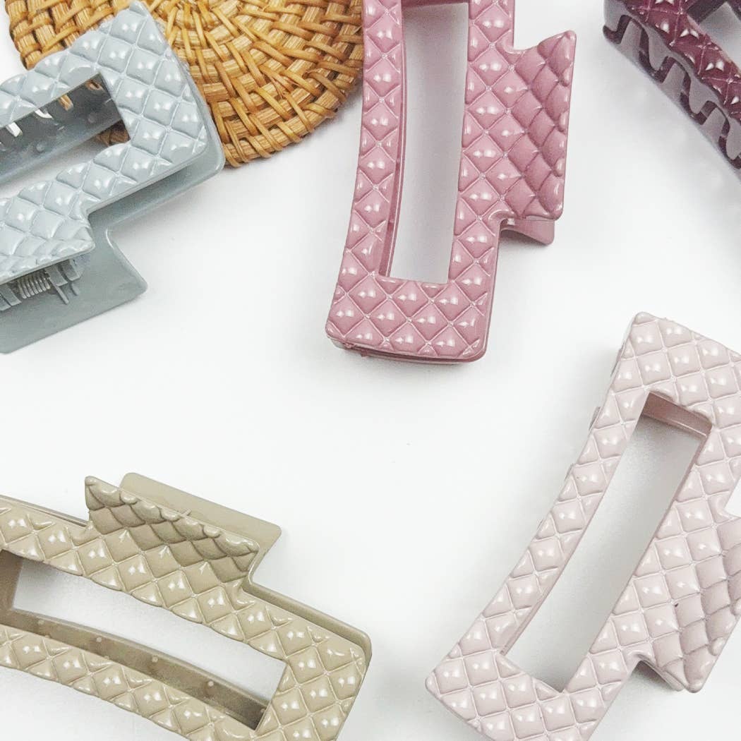Embossed Glossy Rectangle Hair Claw
