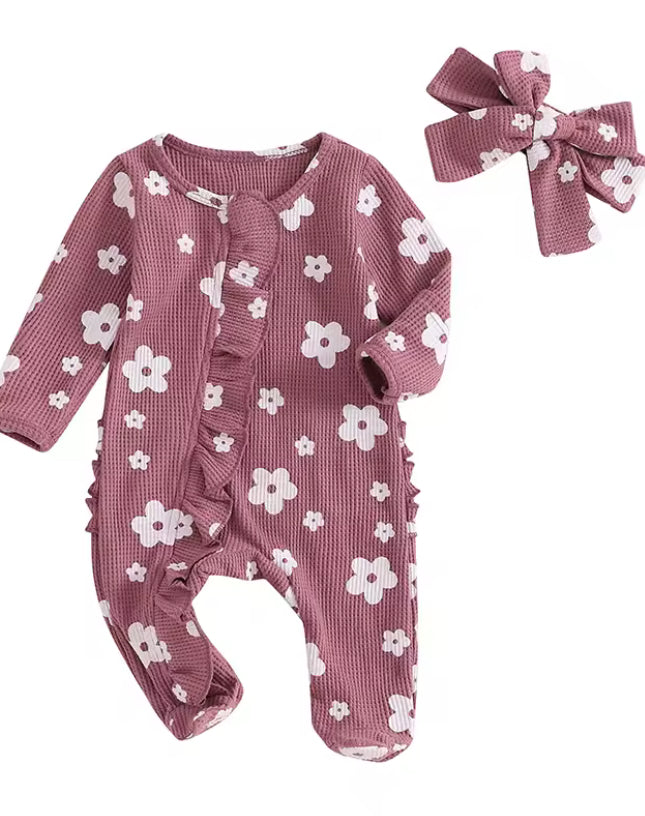 Flower Ruffle Bottom Zipper Sleeper
