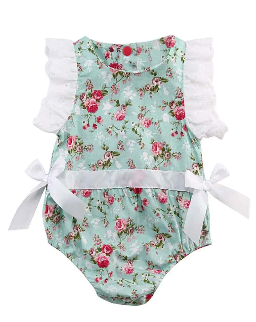 Mint and Floral Romper