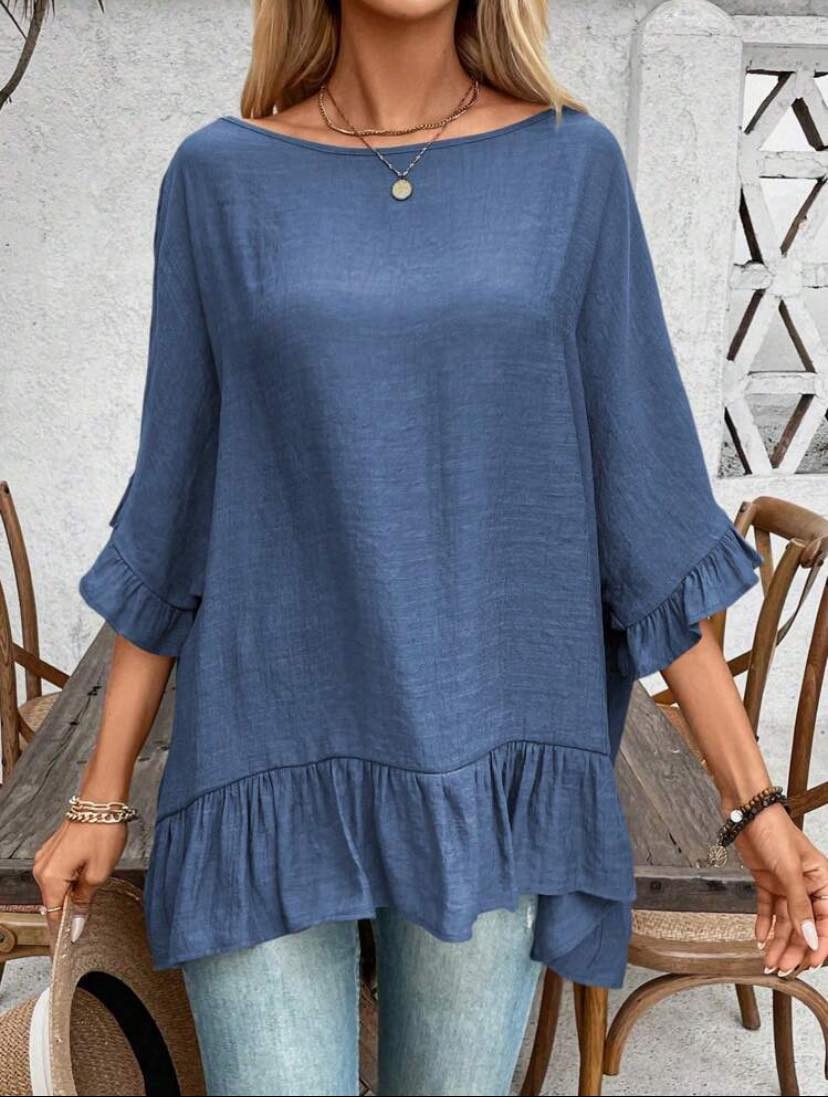 Ruffle Hem Peplum Top