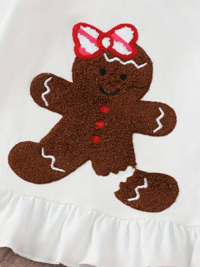 Applique Gingerbread Ruffle Pant Set