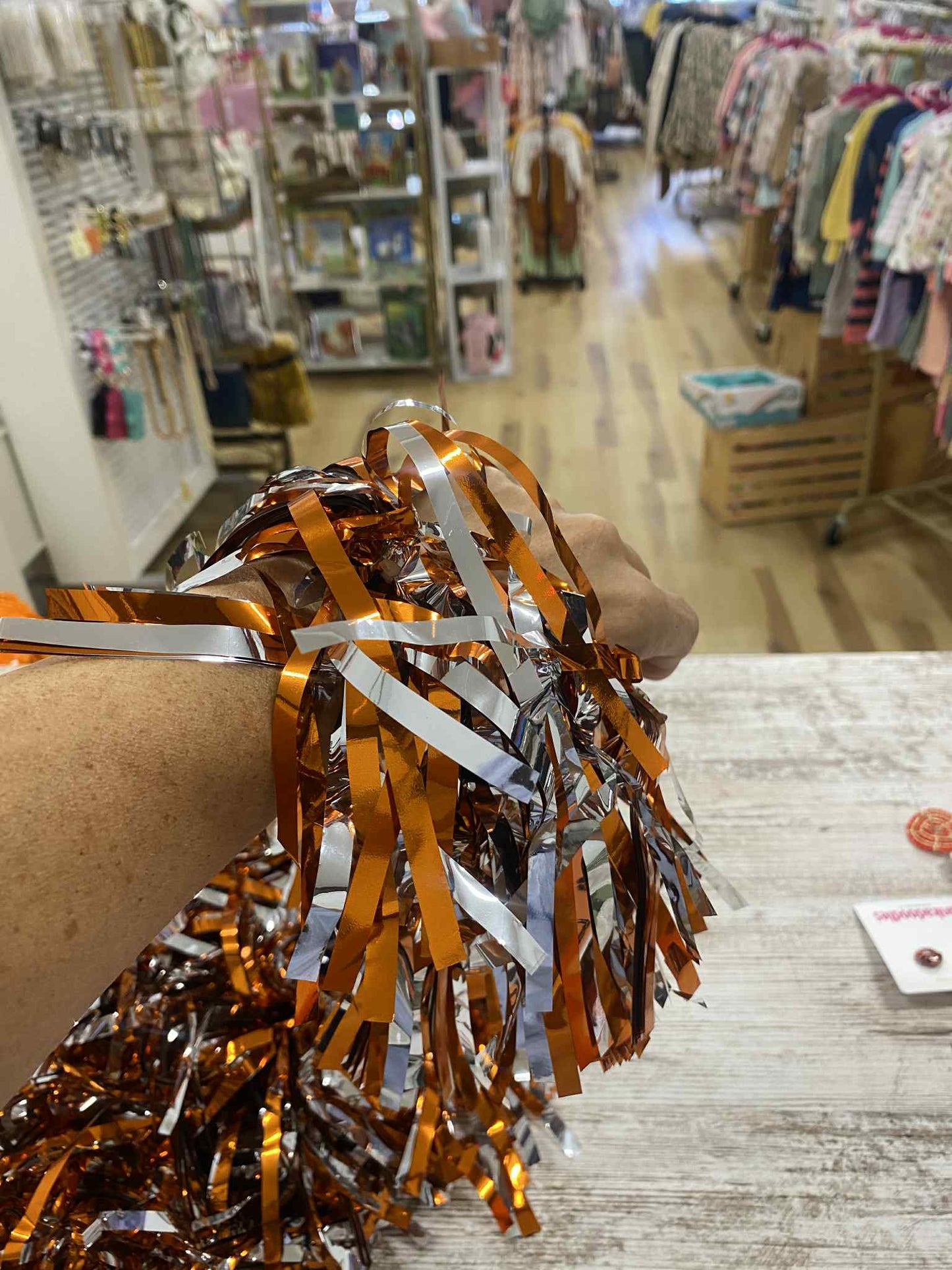 Metallic Hair Ties or Wrist Poms