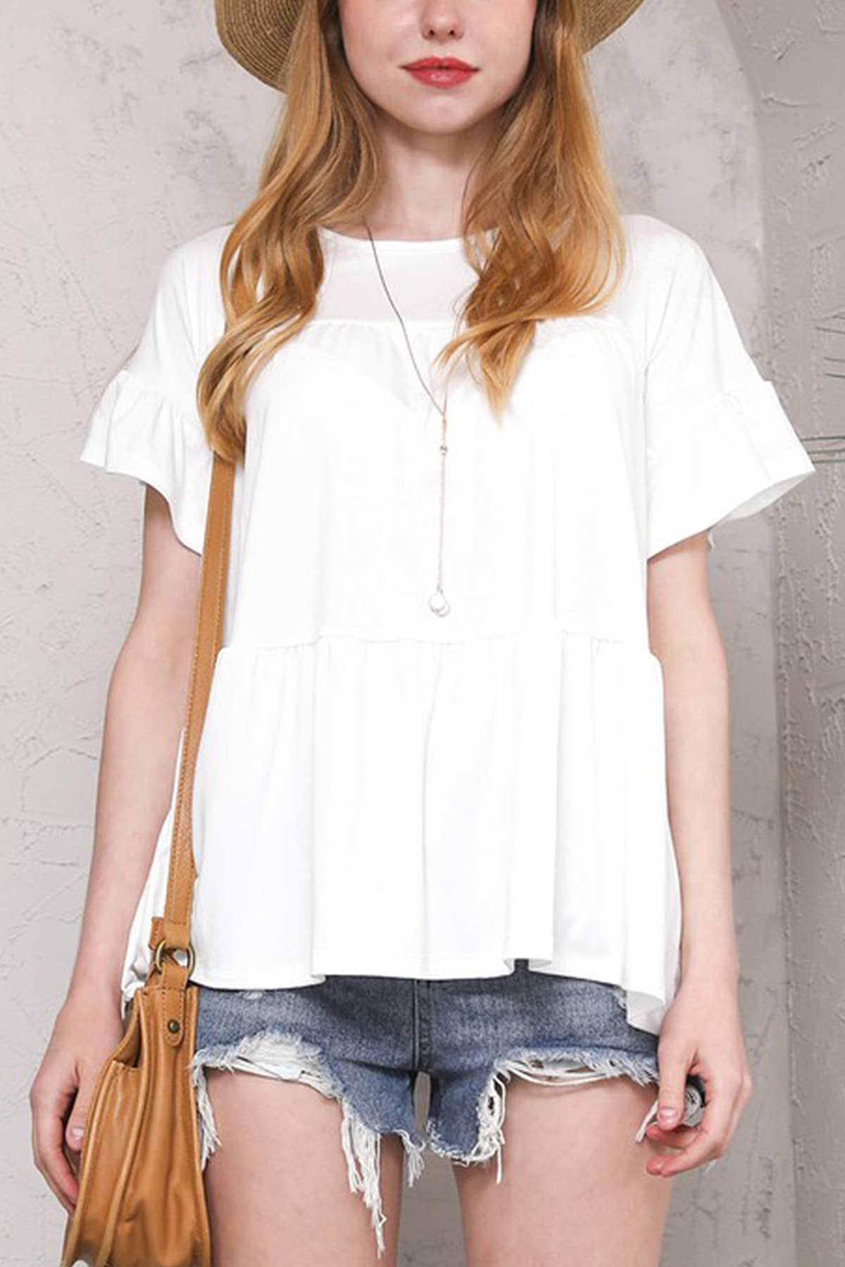 Round Neck Chest Shirring Top
