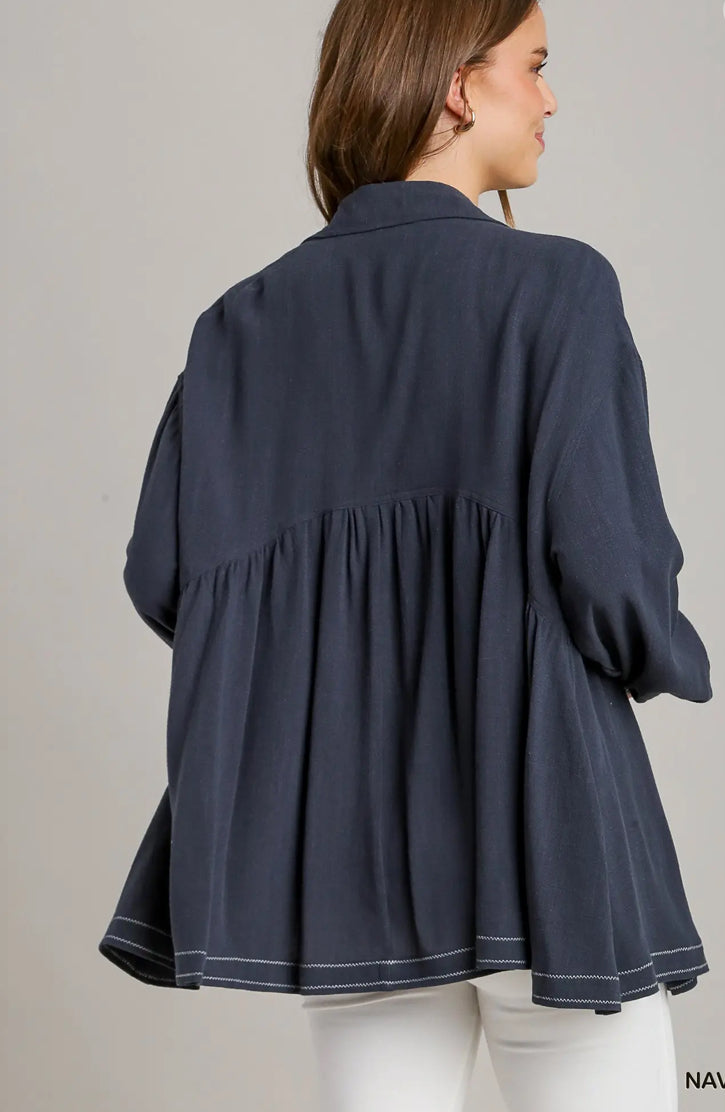 UMGEE Linen Blend Button Down