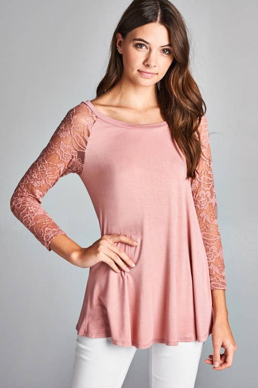 ETK-3970 3D Floral Color Lace Tunic Top
