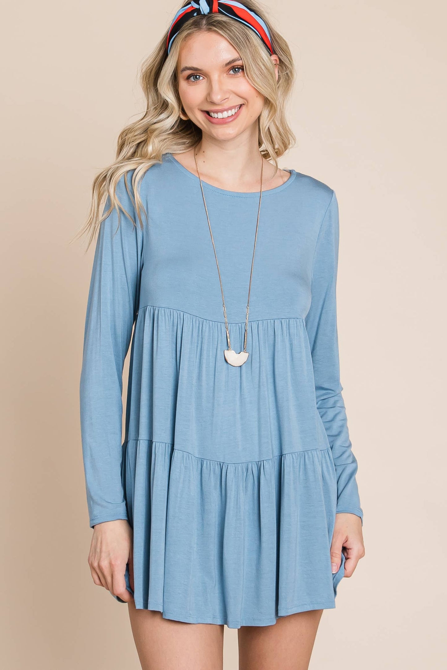 ETK-7794 Solid Modal Babydoll Tunic Top