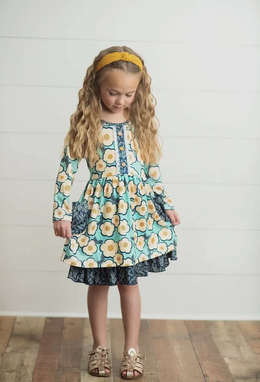 Navy & White Flower Dress
