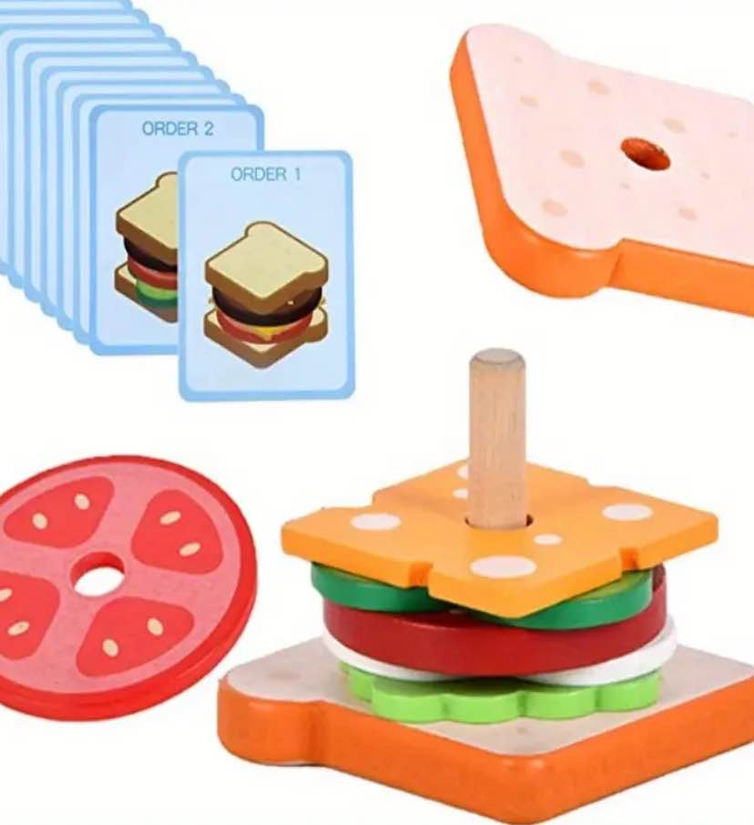 Wooden Sandwich Stacking Game