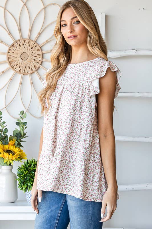 ET6628-16 FLORAL TIERED TOP