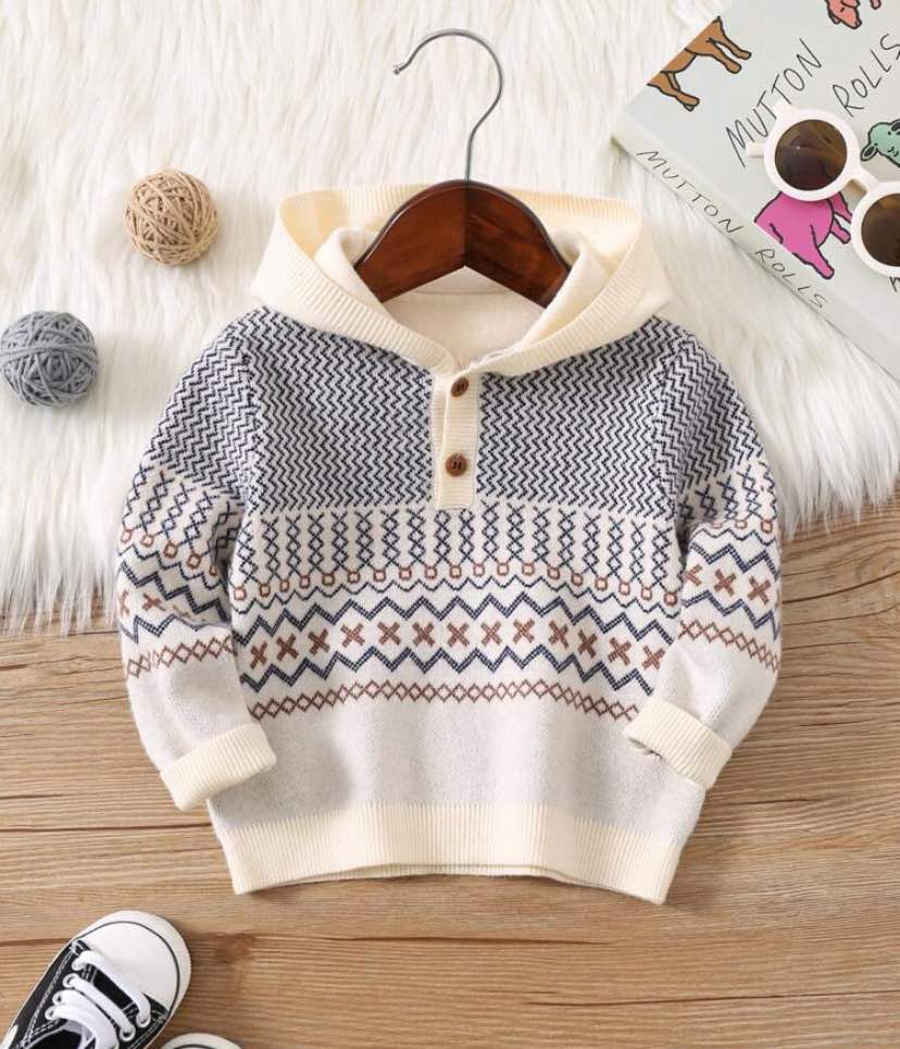 Geometric Hooded Sweater