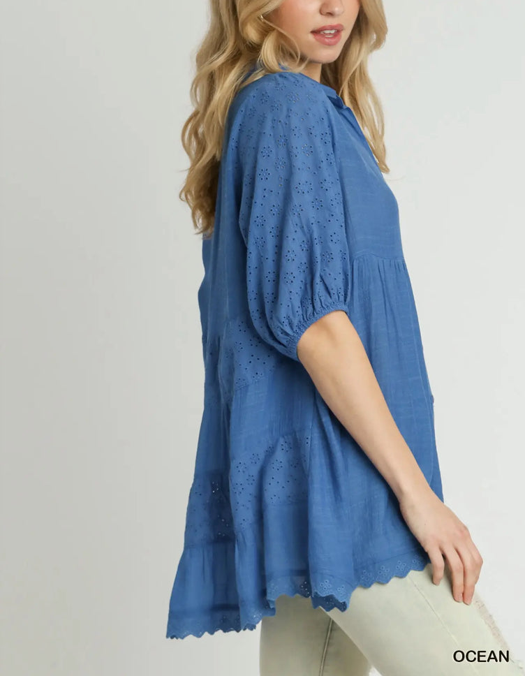 UMGEE Eyelet Collar Button Down