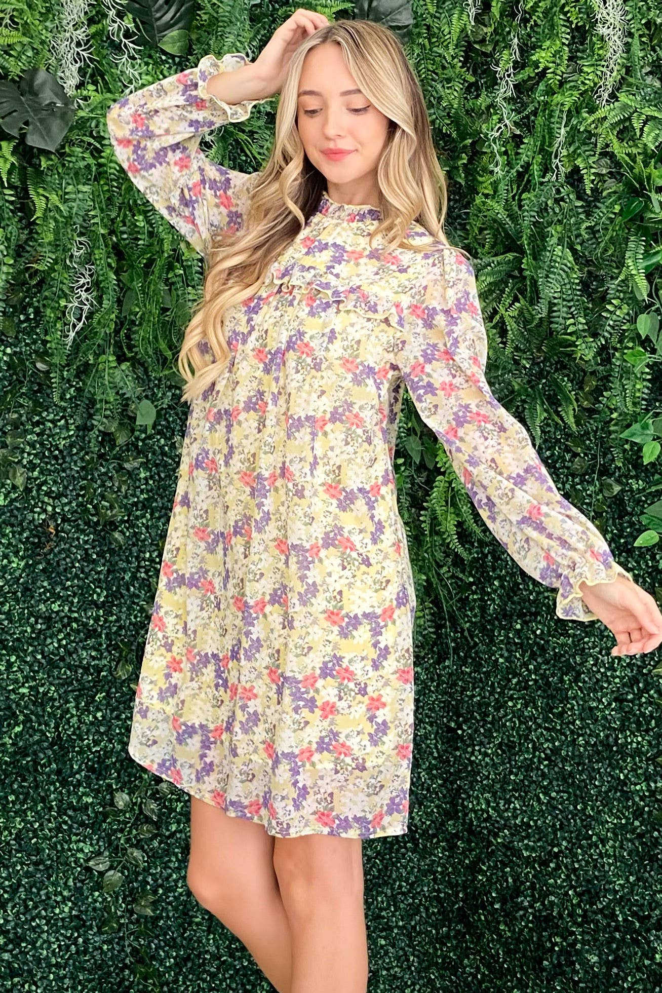 ATW14578 - Floral Print Baby Doll Dress