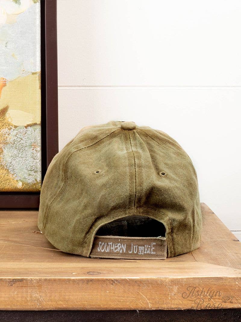 GIRLS Distressed Bright Olive Hat