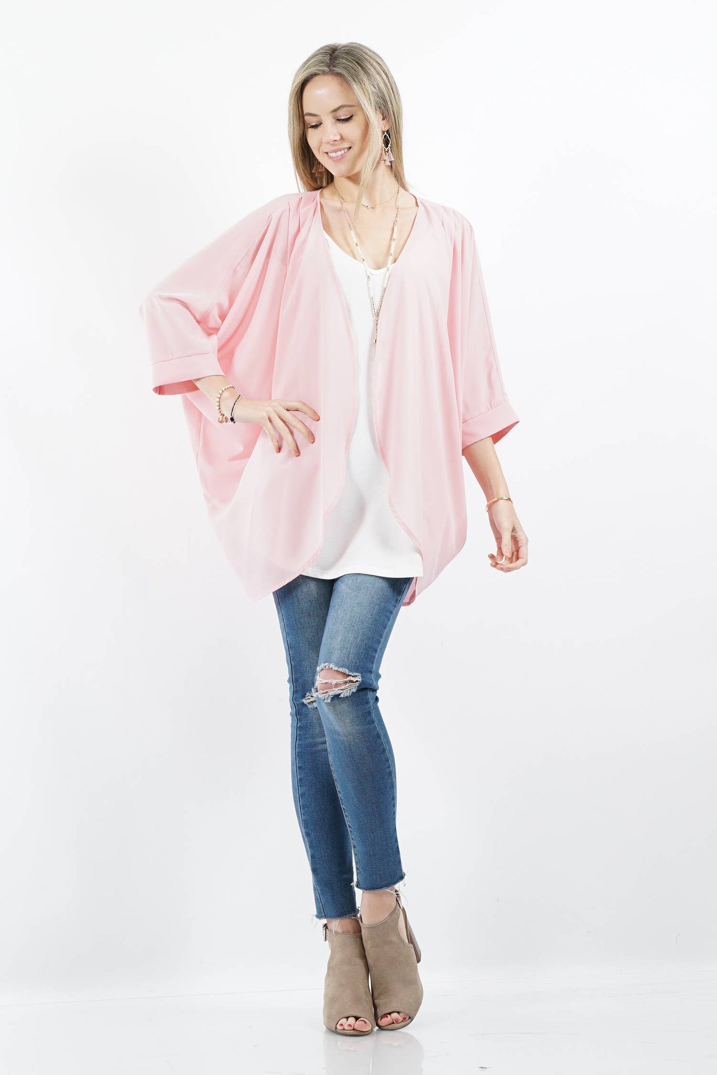 Chiffon Shoulder pleated Kimono Cardigan