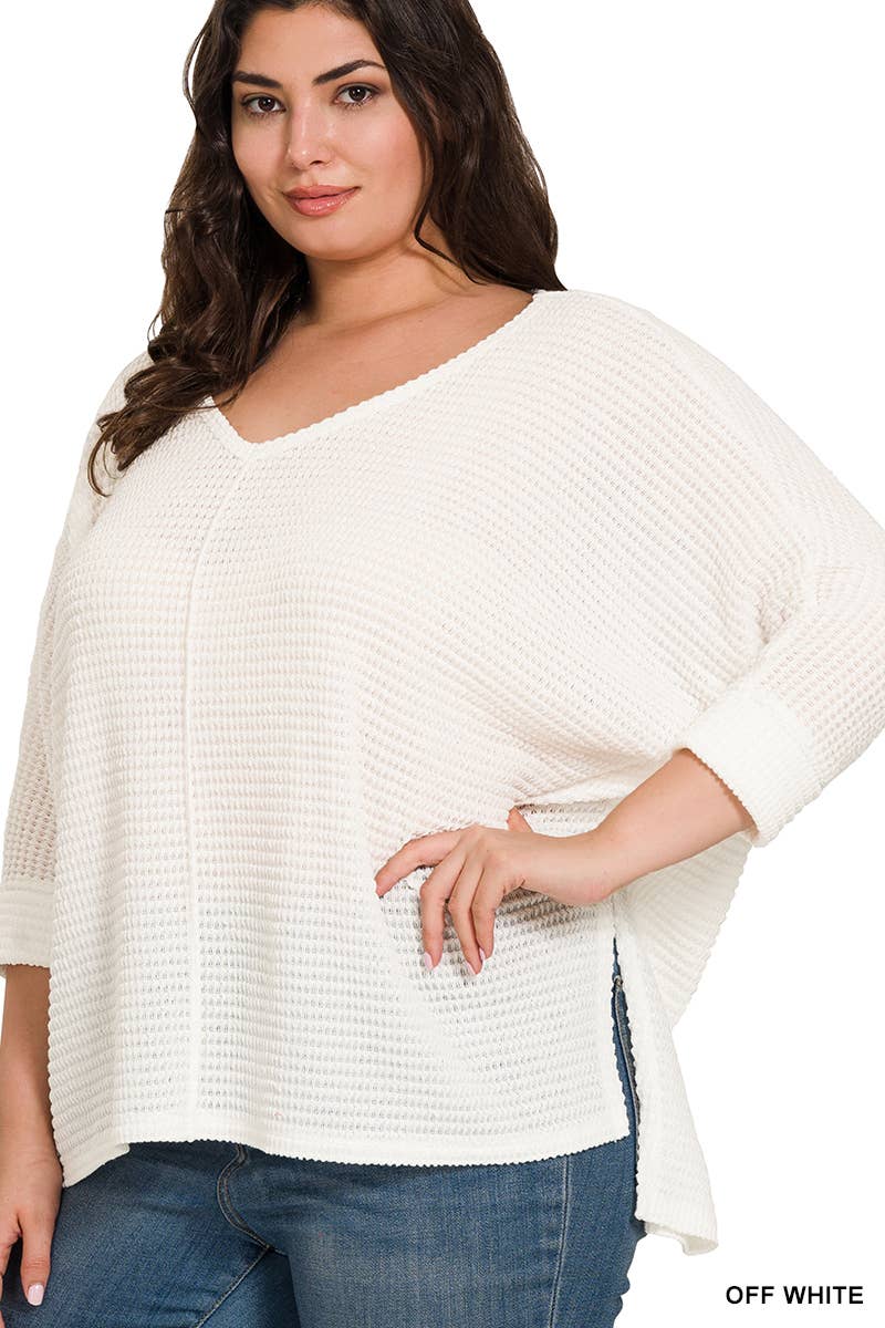 Plus Hi Low Hem Jacquard Sweater