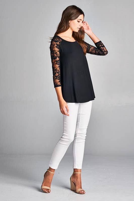 ETK-3970 3D Floral Color Lace Tunic Top