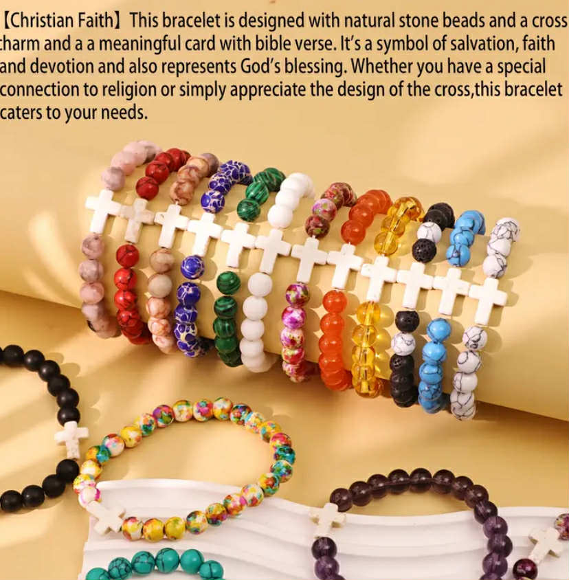 Glass Bead Cross Bracelet