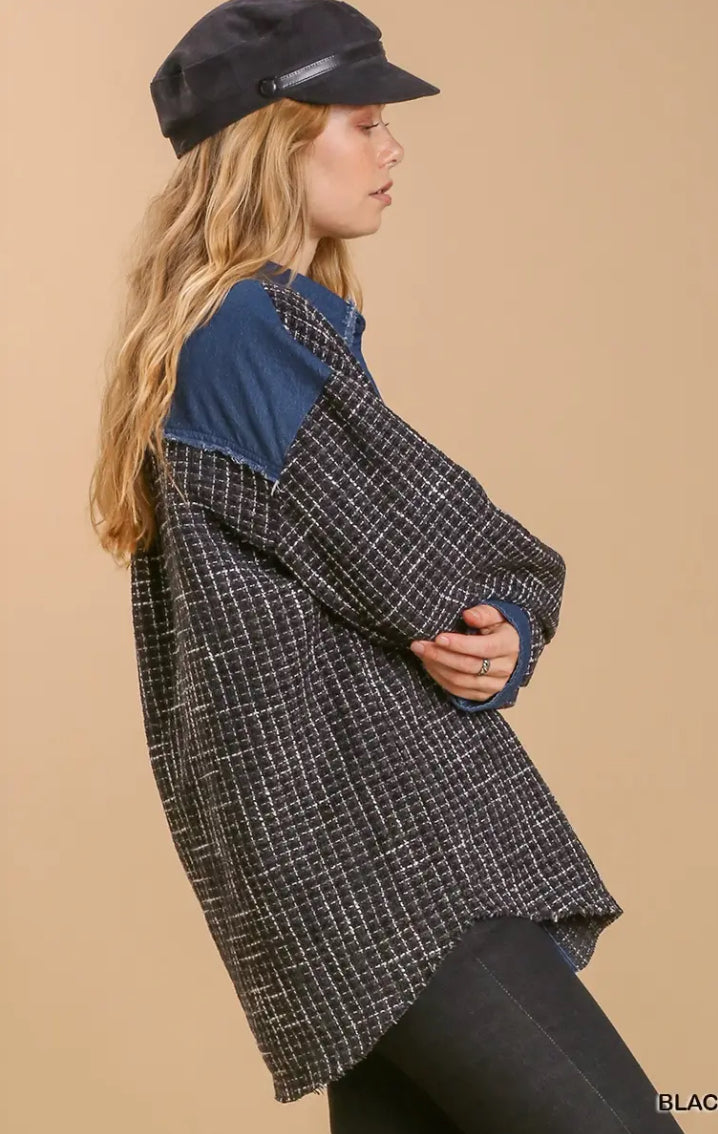 UMGEE Plaid Collared Shacket