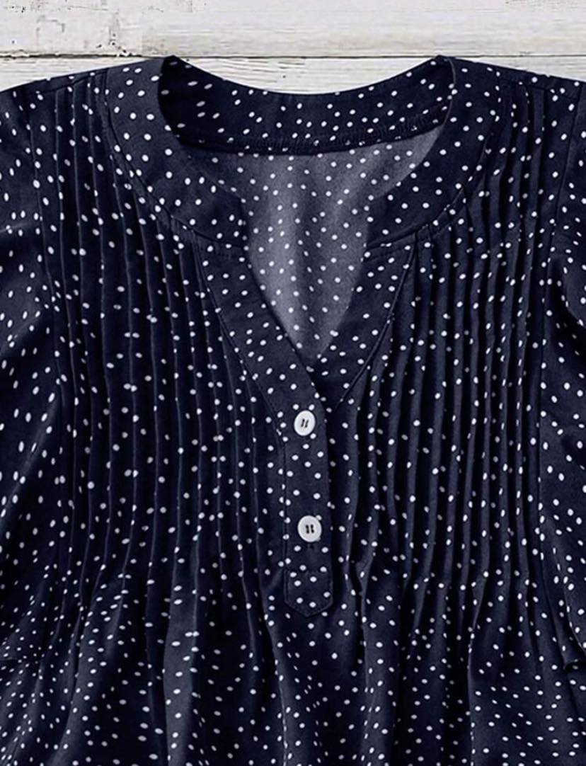 V-Neck Ruffle Sleeve Polka Dot Blouse