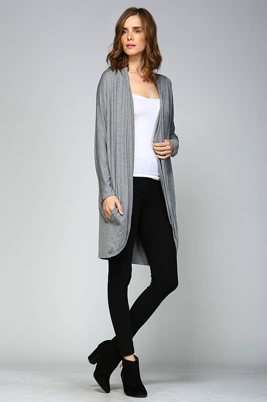 ETK-3762 Dolman Sleeves Draped Cardigan