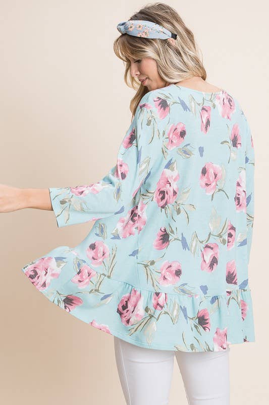 ETK-8356 Floral Swing French Terry Top