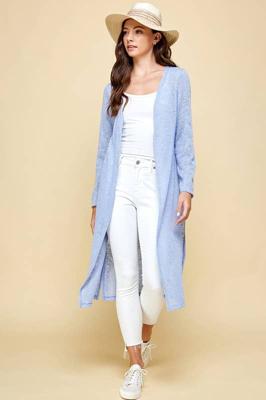 ETK-8395 Solid Knit Longline Cardigan
