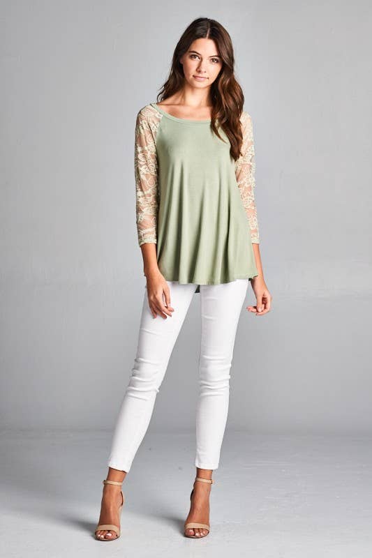 ETK-3970 3D Floral Color Lace Tunic Top
