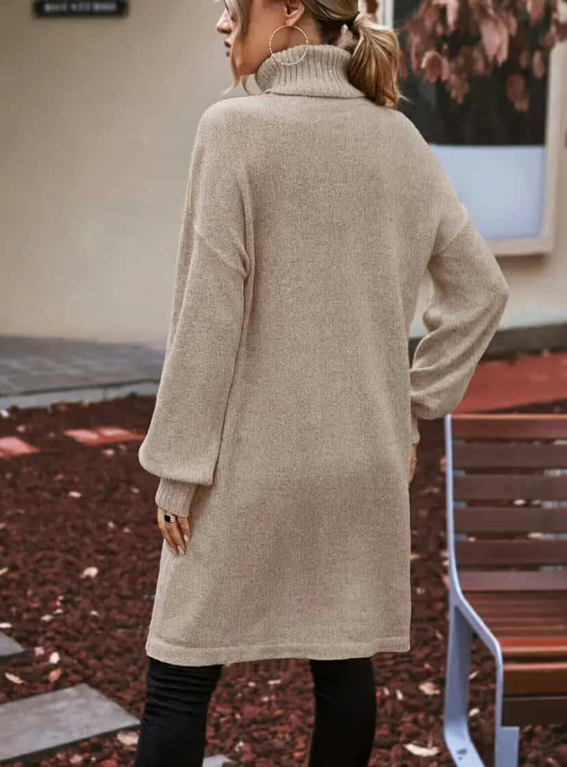 Front Slit Turtle Neck Sweater