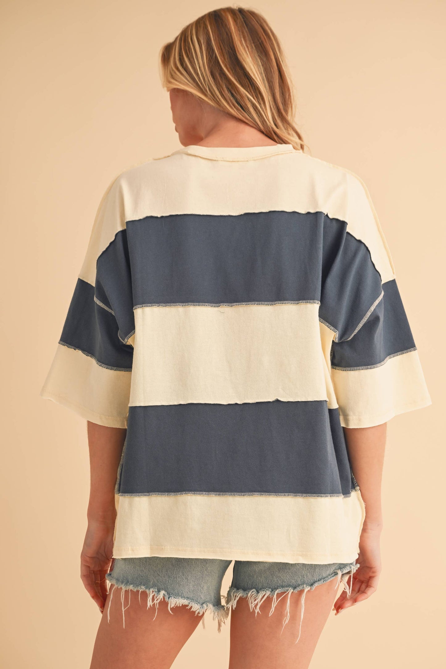 8417FN Polly Color Block Top
