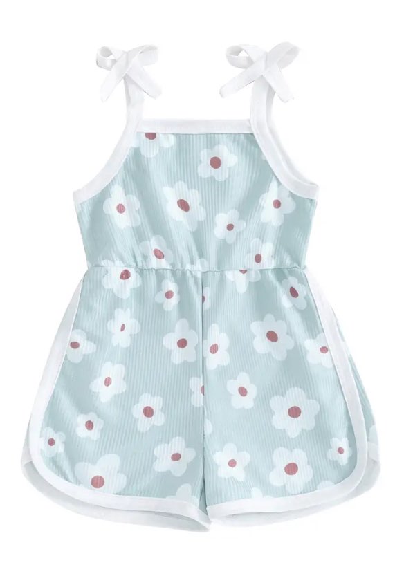 White Daisy Tie Shoulder Romper