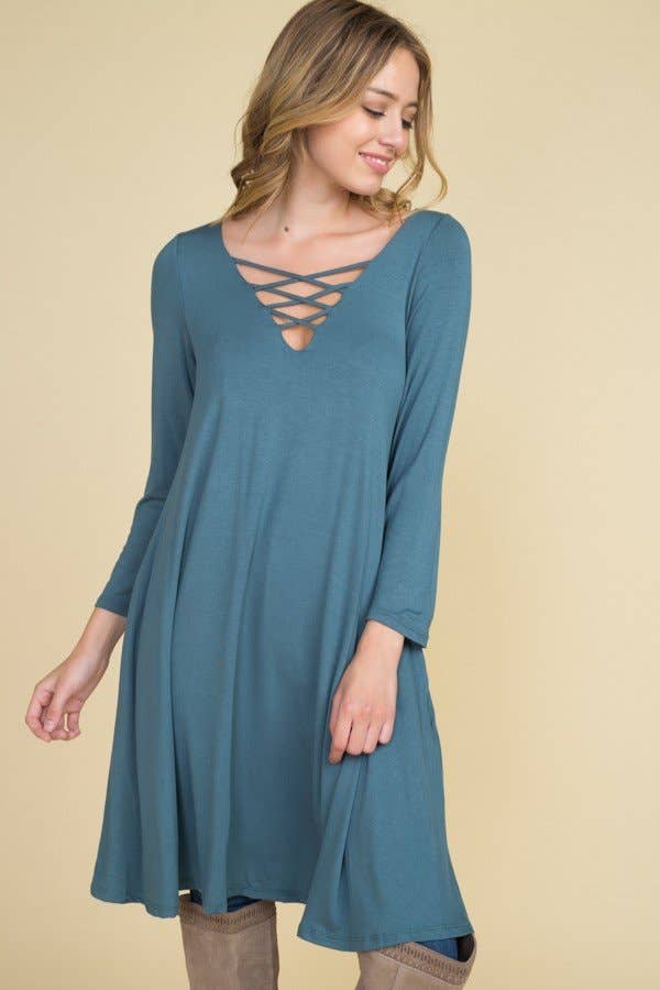 ETK-4182 Solid Jersey Tunic Dress