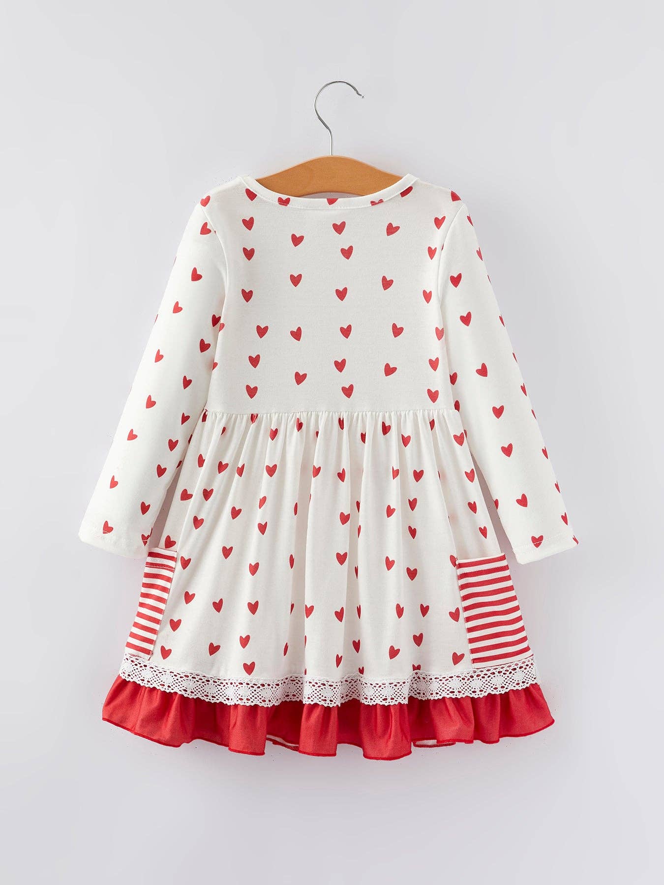 Valentine's Day Heart Print Ruffle Pocket Dress