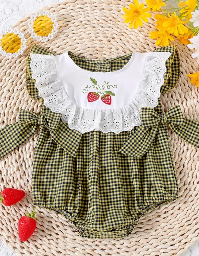 Strawberry Embroidery Bowknot