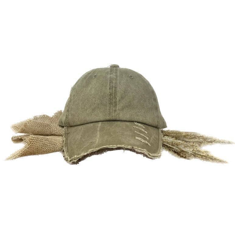 GIRLS Distressed Bright Olive Hat