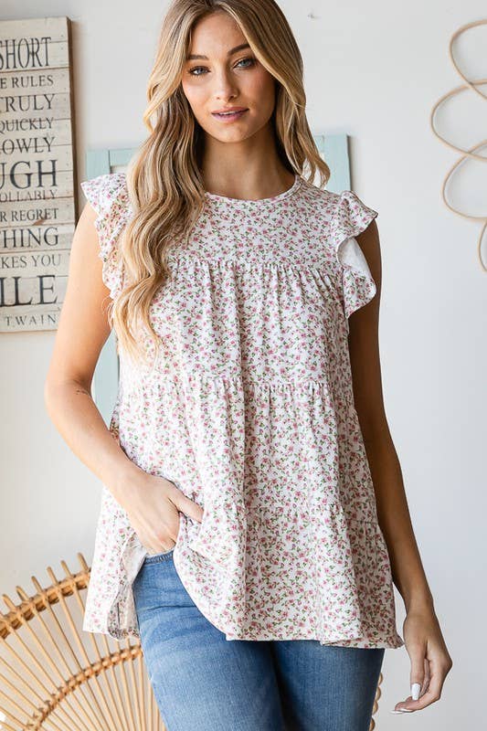 ET6628-16 FLORAL TIERED TOP