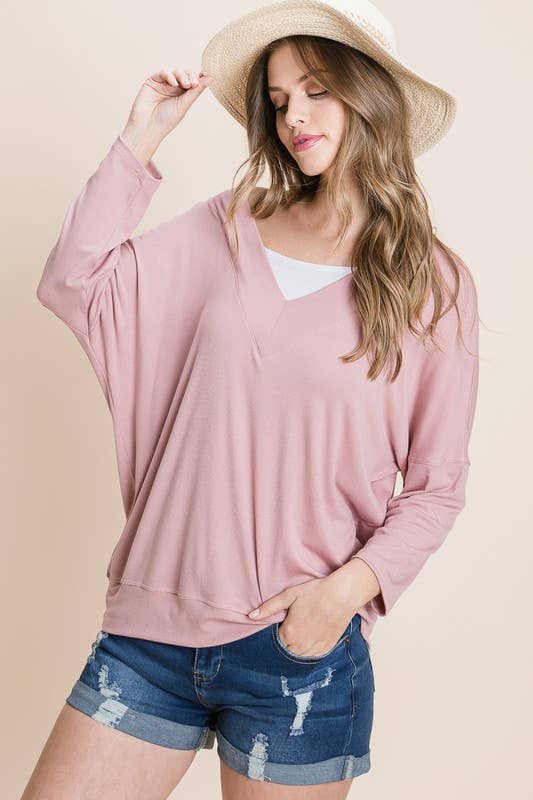 G-130 Basic Solid Modal Dolman Sleeves Top
