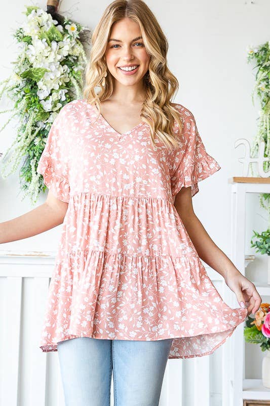 ET7124-17 FLORAL TIERED TOP