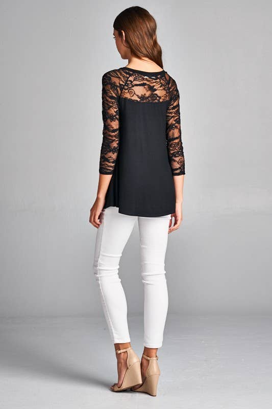 ETK-3970 3D Floral Color Lace Tunic Top