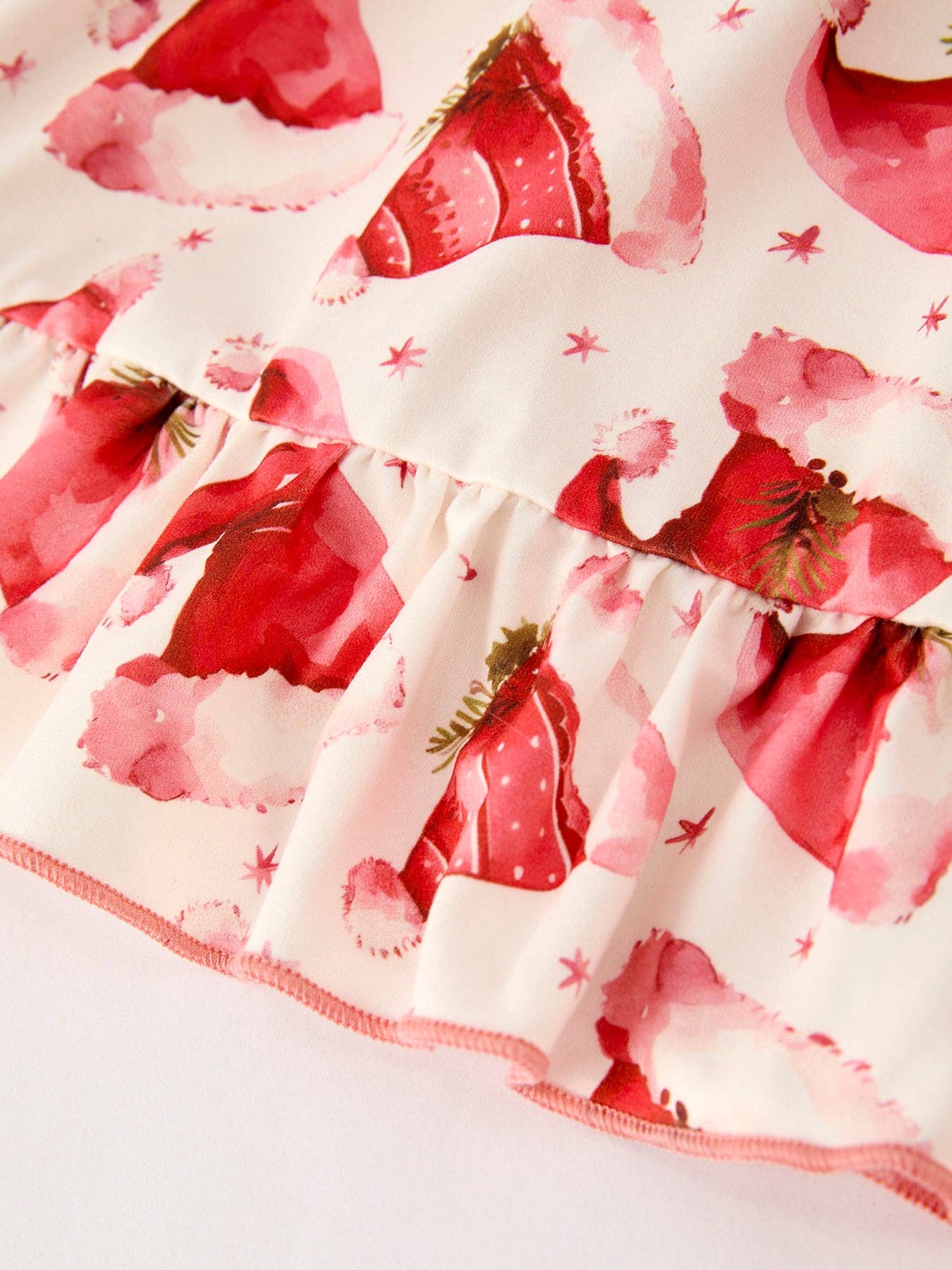 Santa Hat Girls Pocket Ruffle Dress