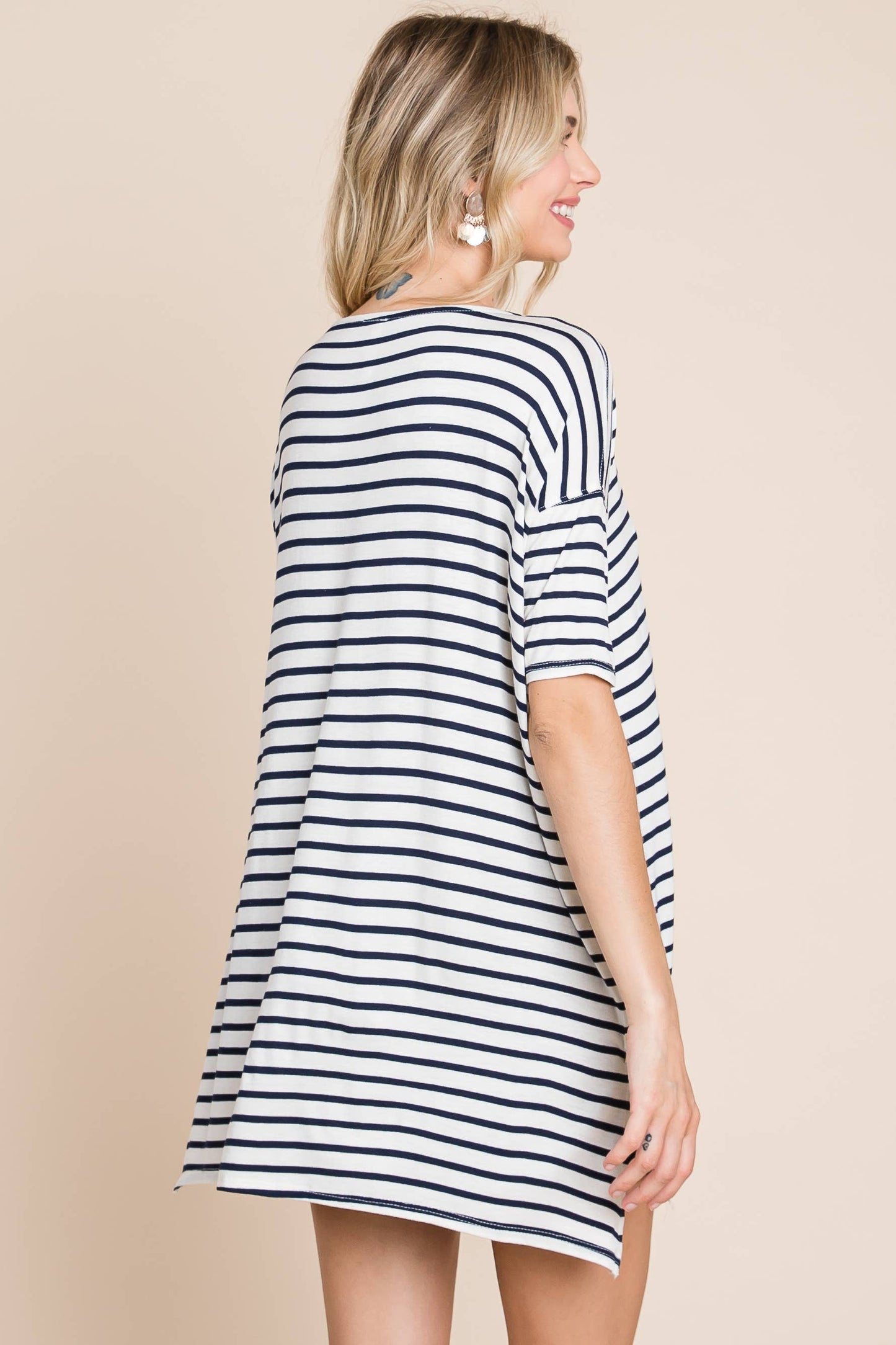 ETK-4107 Nautical Striped Tunic Top