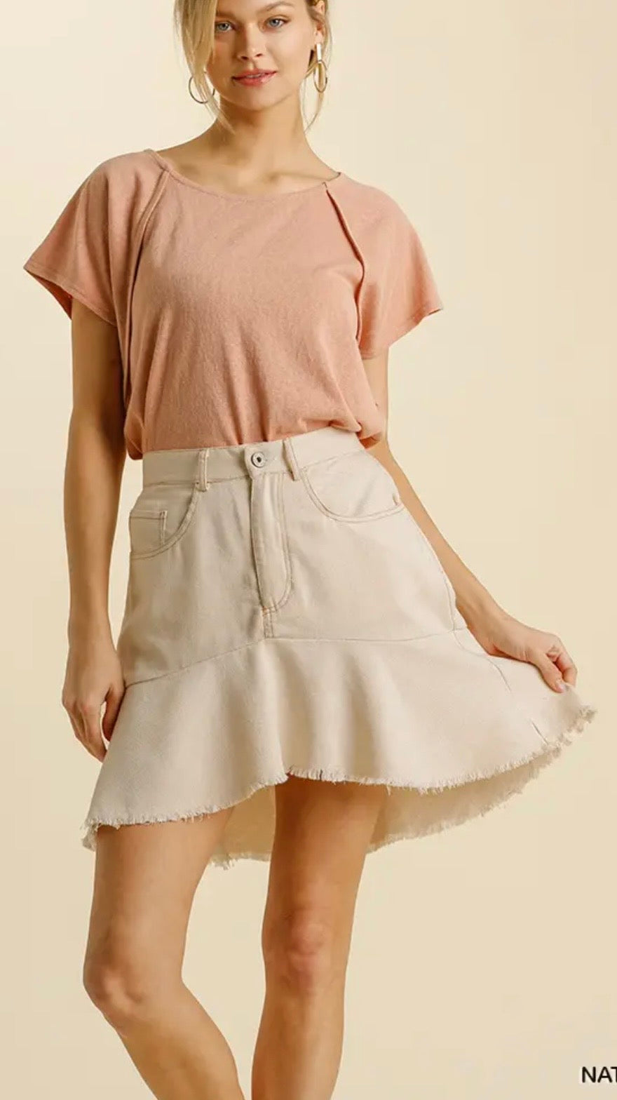 UMGEE High Low Skirt with Frayed Hem