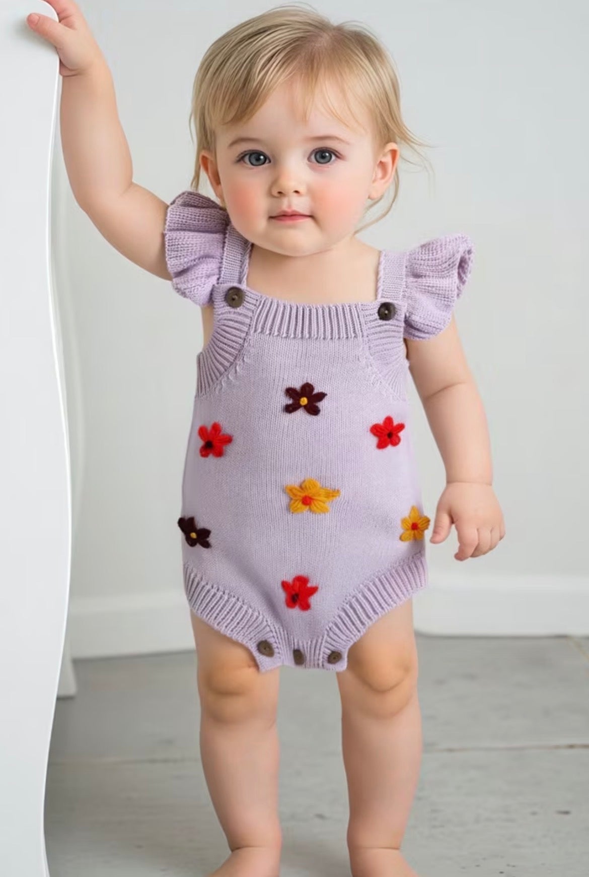 Josie Knit Flower Romper