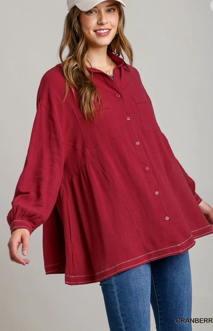 UMGEE Linen Blend Button Down