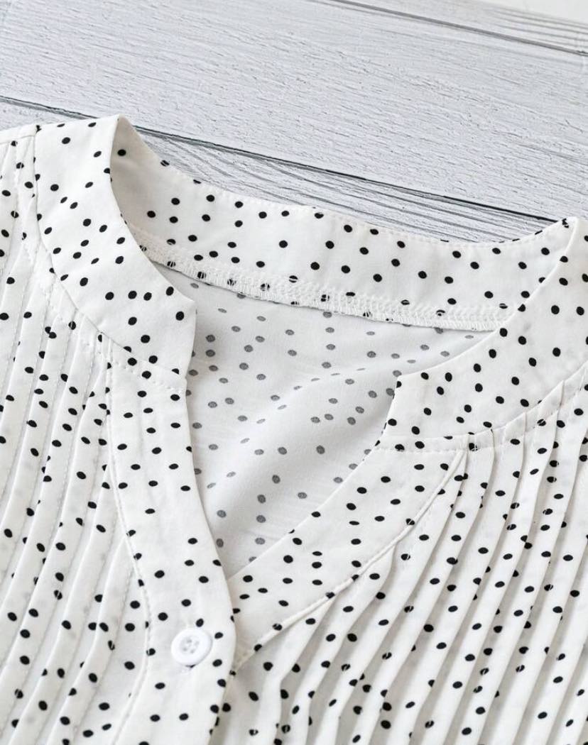 V-Neck Ruffle Sleeve Polka Dot Blouse