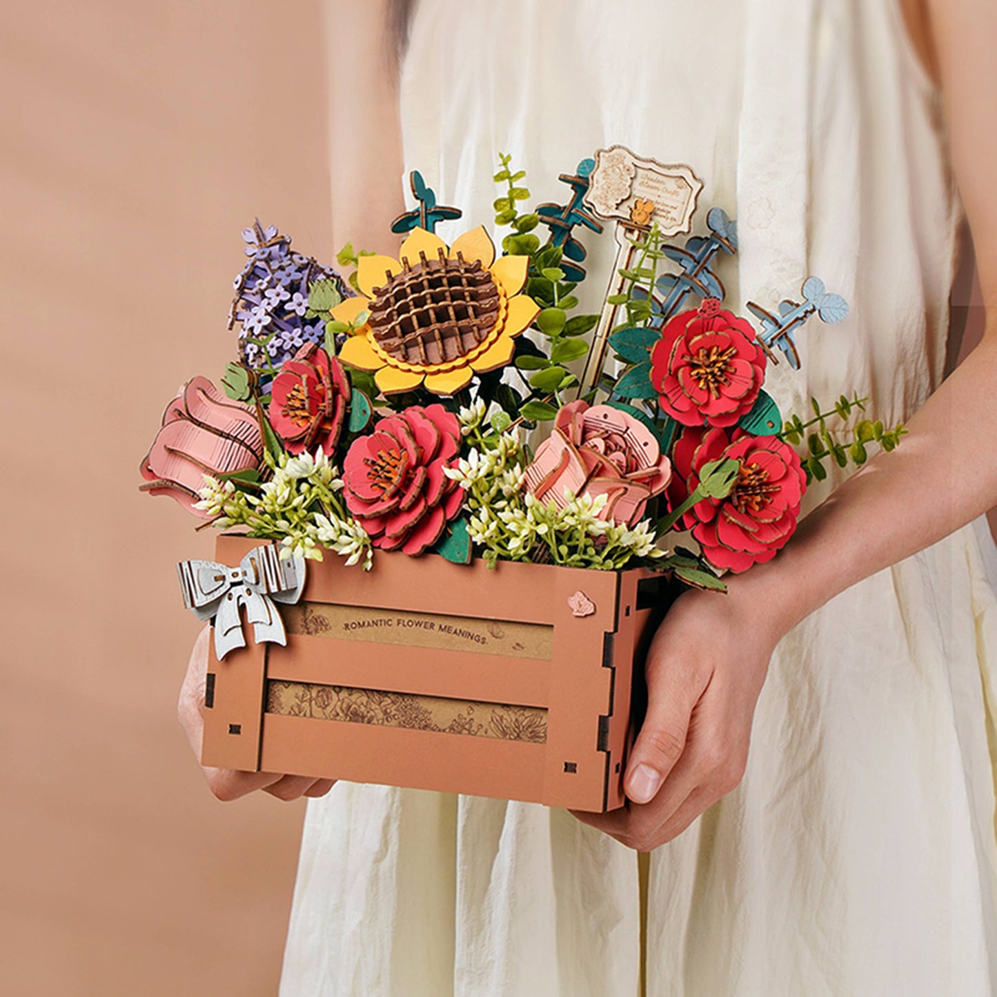 DIY 3D Flower Puzzle Wooden Bloom Box