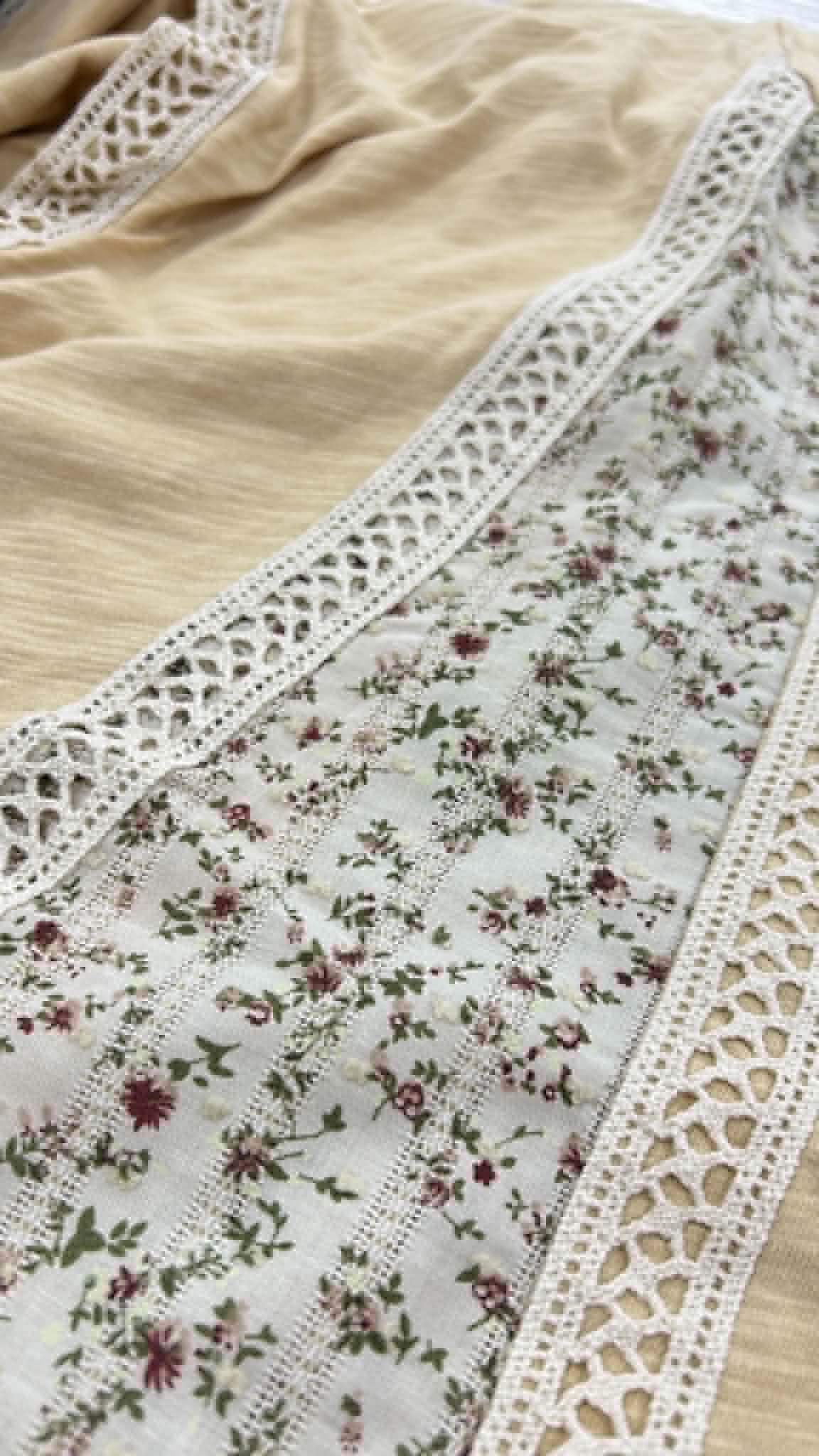 Vintage Floral Swiss Dot Crochet Top